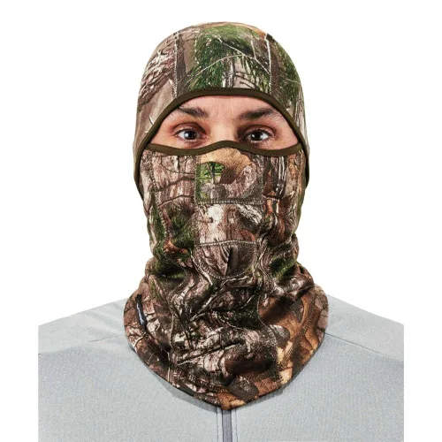 Vista 2 de Ergodyne - 16833 N-Ferno 6823 Pasamontañas de esquí, máscara facial de camuflaje resistente al viento, diseño con bisagras para usar como polaina