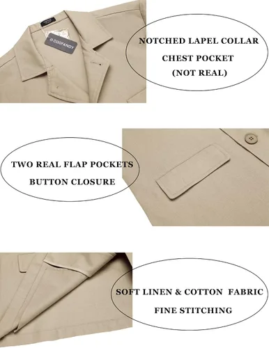 Vista 5 de COOFANDY Men's Linen Cotton Casual Suits Blazer Jackets Lightweight Sports Coats