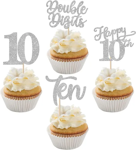 Vista 44 de Rsstarxi Paquete de 24 adornos con purpurina para cupcakes de 30 cumpleaños, treinta y 30 fabulosas selecciones de cupcakes, decoraciones para feliz