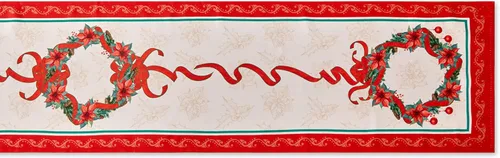Vista 2 de YiHomer Cinta de Pascua de tela estampada para Navidad, vacaciones de invierno, Navidad, camino de mesa, 14 x 72 pulgadas
