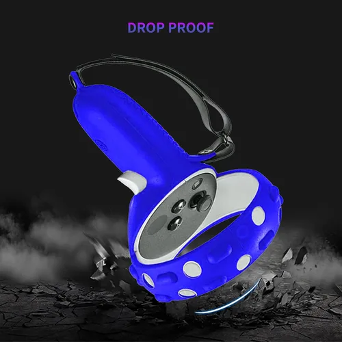 Vista 7 de Juego de funda de silicona para Oculus Quest 2, funda protectora que incluye cubierta frontal y cubierta de agarre del controlador, cubierta