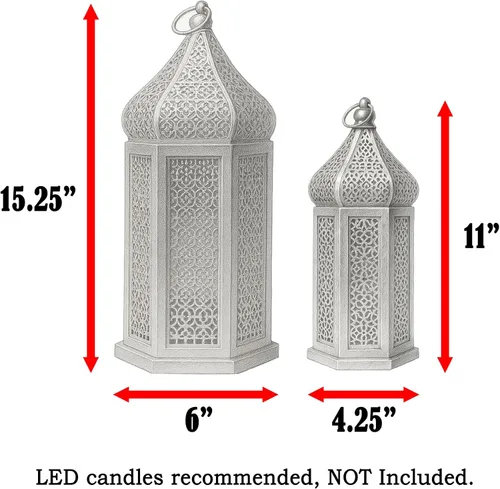 Vista 13 de VELA LANTERNS Farol Marroquí Grande Torre de Templo Lámpara Portavelas Decorativo para Decoraciones de Ramadán, Halloween, Colgante, Patio o Porche