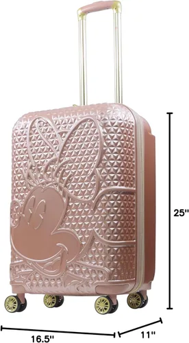 Vista 8 de FUL Disney Minnie Mouse - Maleta con ruedas, con textura rígida y ruedas, Oro Rosa, Ful Disney Minnie Mouse - Maleta rígida texturizada con ruedas