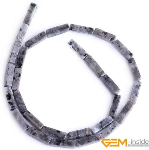 Vista 2 de GEM-Inside - Cubo cuadrado de piedra de larvikita negra natural de 0.157 x 0.512 in, columna cuboidea, cuentas de chakra para fabricación de joyas