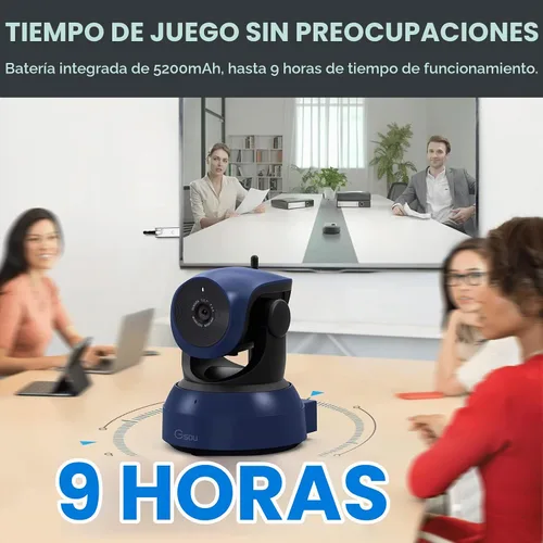 Vista 2 de Gsou Cámara web inalámbrica, videollamadas HD 1080P y cámara de transmisión, Plug and Play, cámara de computadora de campo de ángulo ajustable