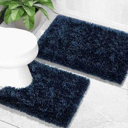 Vista 35 de Yimobra Juego de 2 alfombras de baño, alfombra de baño suave y absorbente y alfombra de inodoro en forma de U con respaldo antideslizante, alfombras