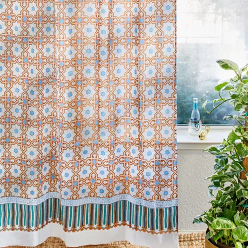 Vista 25 de Panel de cortina transparente blanco y dorado con alzapaños, 100% gasa de algodón, con pestaña superior o bolsillo para barra para decoración