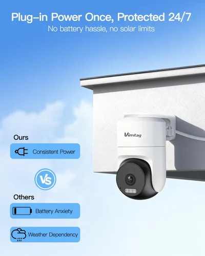 Vista 2 de VIMTAG Cámara de seguridad al aire libre con cable 4K 8MP para el hogar