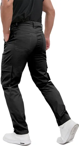 Vista 4 de ALLELMS Pantalones cargo para hombre, ajuste clásico, elásticos, ligeros, casuales para hombre