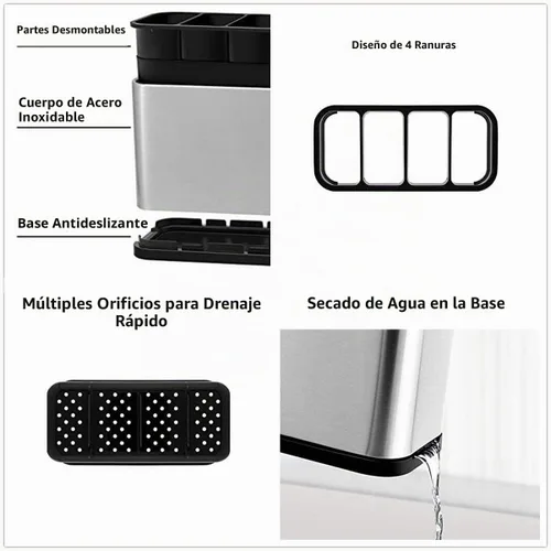 Vista 3 de KESOL Soporte para utensilios de cocina, organizador de cubiertos, 4