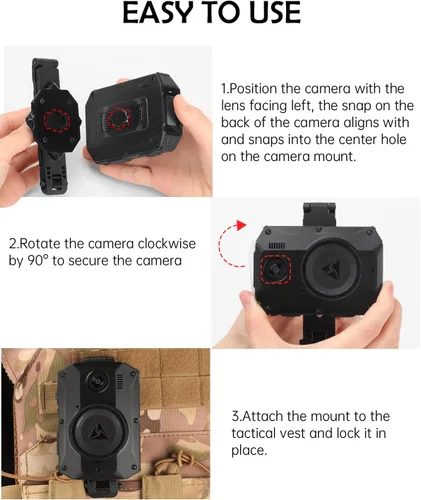 Vista 5 de WEIGUZC Soporte de cámara Molle compatible con Axon Taser Body Camera 2/3/4 - Soporte Molle de aluminio ligero para chaleco táctico y uniforme