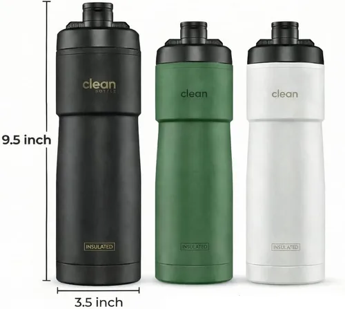 Vista 3 de THE CLEAN HYDRATION COMPANY - Botella de agua deportiva de 20 onzas, botella de agua aislada para bicicleta con boquilla fácil de limpiar, fácil