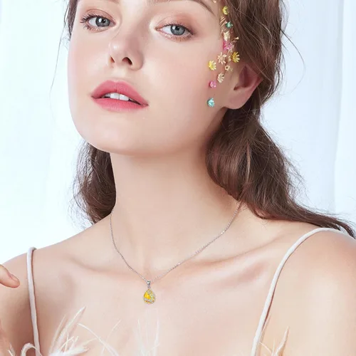 Vista 2 de ONEFINITY Collares de ámbar de plata de ley 925 con colgante de ámbar, regalo de joyería de ámbar para mujer