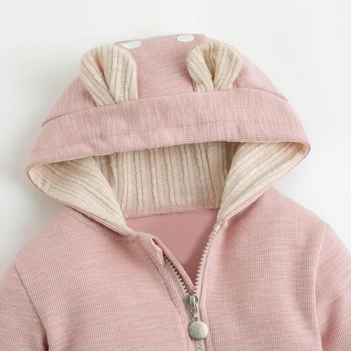 Vista 40 de Simplee Kids Enterizo con diseño de conejo de Pascua con capucha, para bebé, overol con cremallera y orejas largas