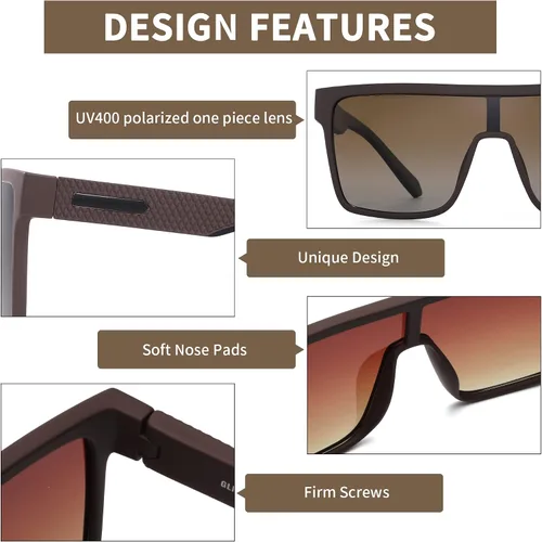Vista 3 de GLINDAR Gafas de sol polarizadas para hombre, gafas deportivas cuadradas de gran