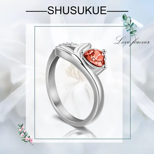 Vista 6 de SHUSUKUE Personalized Heart Birthstone Ring 925 Sterling Silver Engraved Ring with Birthstone Name Meaningful Engagement Name Ring Mothers Day