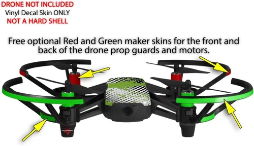 Vista 3 de Skin Decal Wrap 2 Pack para DJI Ryze Tello Drone Halftone Splatter Green White DRONE NO INCLUIDO