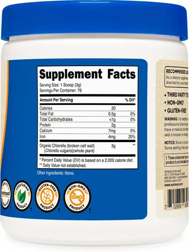 Vista 6 de Nutricost Clorella orgánica 8oz (.5 libras) (2 botellas) - 3000mg por porción