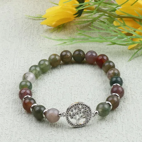 Vista 3 de KSQS Pulsera de cuentas de piedra natural del árbol de la vida para mujer, dije de árbol de 0.315 in (0.31 pulgadas), cuentas de cristal curativo