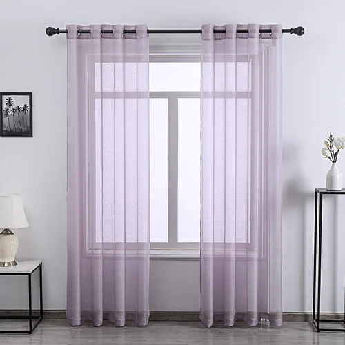 Vista 11 de DONREN 2 paneles de cortina de voile semitransparentes texturizados para ventana de cocina, pequeñas ventanas cortas, cortinas suaves de lujo