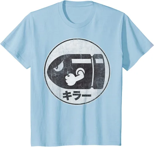 Vista 9 de Super Mario Camiseta con logotipo de Bullet Bill Distressed en Kanji