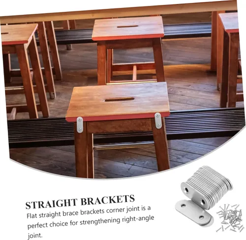 Vista 6 de OSALADI Soporte de estante cromado 22 unids acero inoxidable placa de ángulo recto soportes de metal para madera plana