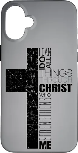 Vista 22 de iPhone XS Max Negro Cristiano Cruz Religiosa Biblia Verso Filipenses 4 13 Caso