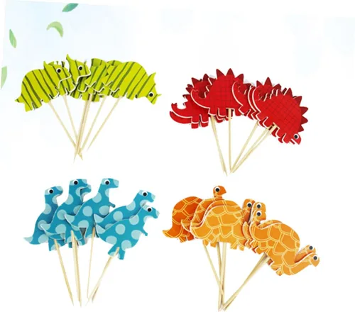Vista 8 de 96pcs Dinosaur Cake Toppers Birthday Party Dessert Decorations