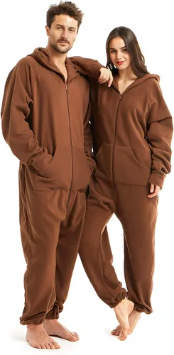 Vista 2 de XMASCOMING Pijama enterizo de una pieza para mujer y hombre con capucha y forro polar