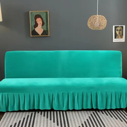 Vista 10 de Funda para futón de felpa gruesa sin brazos, de terciopelo elástico, funda para sofá cama, funda suave para sofá, futón, protector de muebles