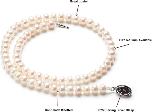 Vista 3 de WEEYICO Collares de perlas blancas para mujer, gargantilla de perlas para hombre, collares de perlas cultivadas en agua dulce, grado AAA