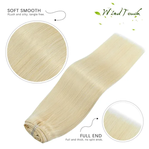 Vista 69 de WindTouch - Extensiones de cabello humano real con clip, color marrón claro a rubio con reflejos #6P613, 22 pulgadas, 4.33 onzas, 7 piezas #6p613