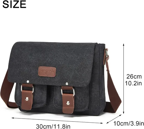 Vista 2 de Bolsa de mensajero para hombre, bolso de hombro de lona, bolso cruzado vintage de 13.3 pulgadas para laptop