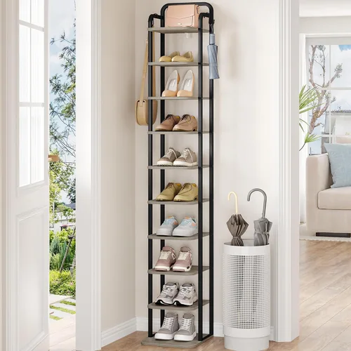 Vista 10 de Hzuaneri - Zapatero vertical, estantes para zapatos, organizador de madera para el armario, entrada, torre de zapatos para espacios pequeños, de pie