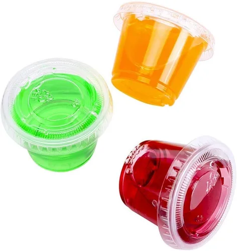 Vista 5 de Recipientes de plástico pequeños de polipropileno transparente de 200-1 oz tazas con tapas