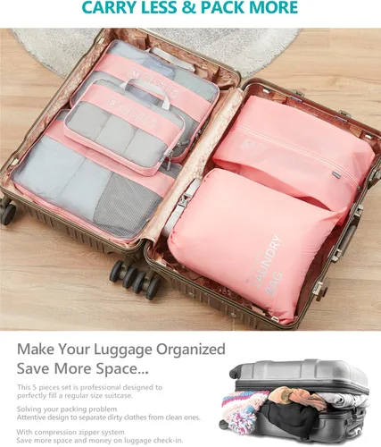 Vista 3 de Travelkin - Juego de 3 cubos de embalaje de compresión para maleta, organizador de viaje