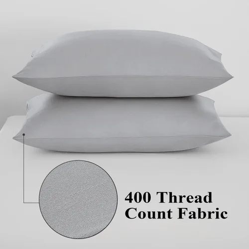 Vista 99 de Juego de 2 fundas de almohada 100% de algodón egipcio, fundas de almohada refrescantes de 400 hilos, fundas de almohada suaves y transpirables