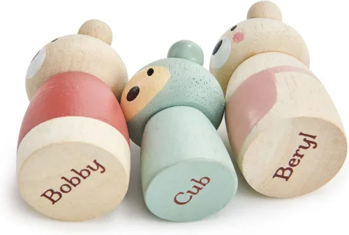 Vista 2 de Tender Leaf Toys - Bear Tales - Juego de muñecas complementarias de casa de muñecas de madera, figuras de 3 piezas de familia de osos para niños