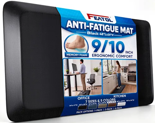 Vista 18 de FEATOL Alfombrilla antifatiga extra gruesa 9/10 para escritorio de pie y Negro