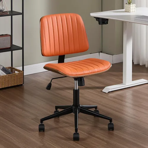 Vista 14 de Silla de escritorio de oficina con ruedas sin brazos, silla de computadora Negro