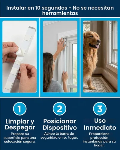 Vista 6 de Barra de ventana ajustable de seguridad para el hogar y cerradura de puerta corredera - 2 barras regulares High Impact Window Locks Window