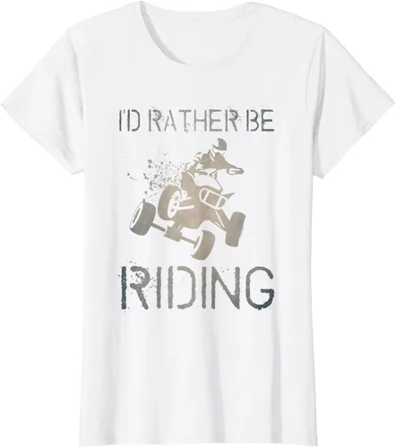 Vista 25 de Camiseta gráfica I'd Rather Be Riding ATV Quad Racing Rider de 4 ruedas, Negro