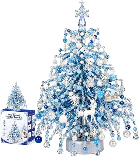 Vista 10 de ZSJO Kit de árbol de Navidad con cuentas para adultos, juego de manualidades de cristal, decoración de mesa (#D)