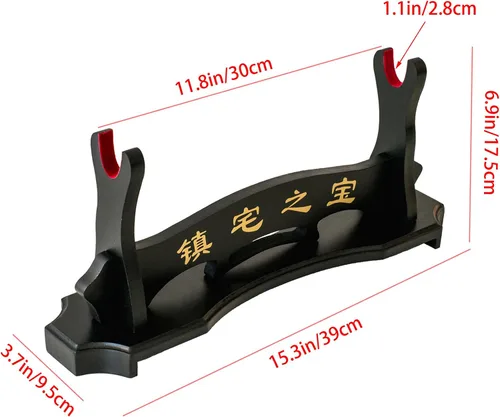 Vista 2 de Soporte para espada samurái, soporte para espada Katana Wakizashi Tanto de terciopelo acolchado para colgar en la pared, estante para espadas