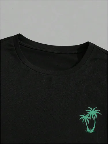 Vista 53 de GORGLITTER Conjunto de 2 piezas de camiseta gráfica de manga corta para hombre, estampado hawaiano con cordón y pantalones cortos
