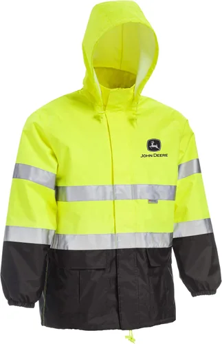 Vista 3 de John Deere Hi-Visibility Rain Suit, ANSI Class 3, Poly Oxford with PU Backing, Hi-Vis YellowBlack