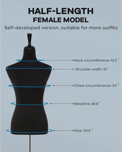 Vista 8 de Maniquí, forma de vestido, maniquí femenino, torso, ajustable, 59-67 pulgadas, soporte de cuerpo manicano mejorado para pantallas de mujer, soporte