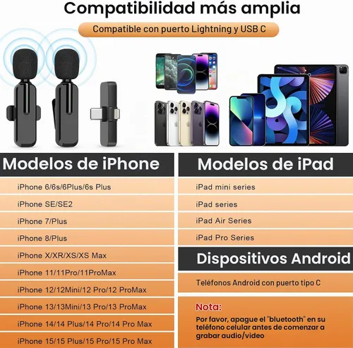 Vista 3 de MAYBESTA Micrófono Lavalier inalámbrico para iPhone, iPad, Android, micrófono de teléfono con solapa Bluetooth para grabación de video, mini