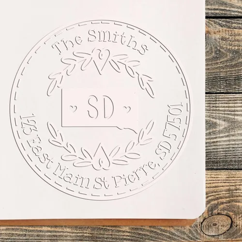 Vista 202 de Alabama State Wreath - Sello de sello de dirección personalizado para invitaciones de fiesta, tarjetas de vacaciones y decoración del hogar Sello
