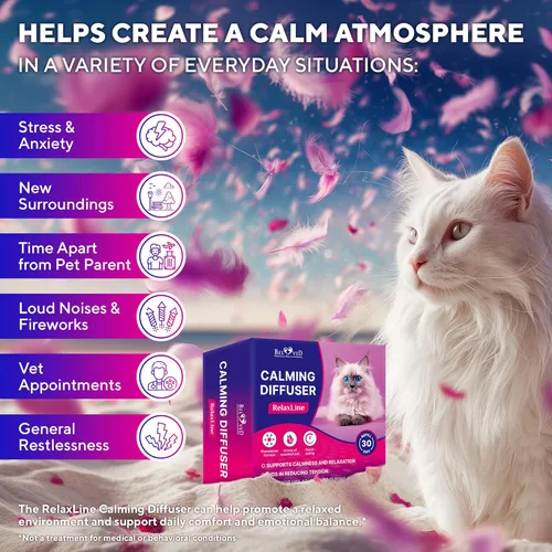 Vista 2 de Beloved Pets - Difusor calmante para gatos y productos antiansiedad para mascotas, feromonas calmadas felinas para enchufar y aliviar el estrés
